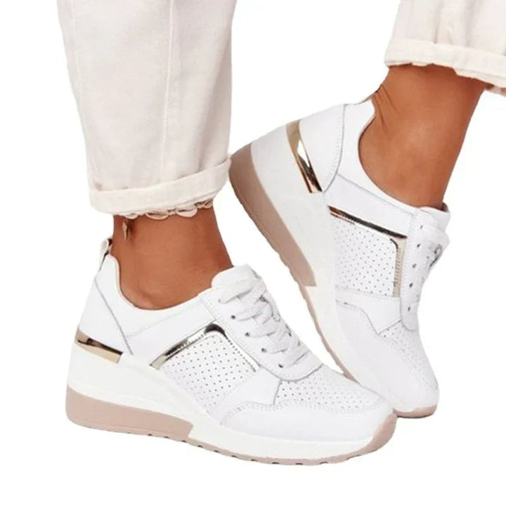 Women's comfort sneakers with breathable mesh, lightweight sole, and versatile design in beige, grey, khaki, pink, or white.