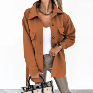 Women's cotton casual jacket with a sleek, elegant cut; versatile for work or outings; available in beige, black, and blue.