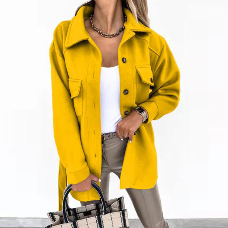 Women's cotton casual jacket with a sleek, elegant cut; versatile for work or outings; available in beige, black, and blue.