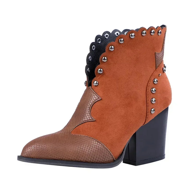 "Women's genuine leather lace-up cowboy boots with a classic Western design, pointed toe, and traditional silhouette."