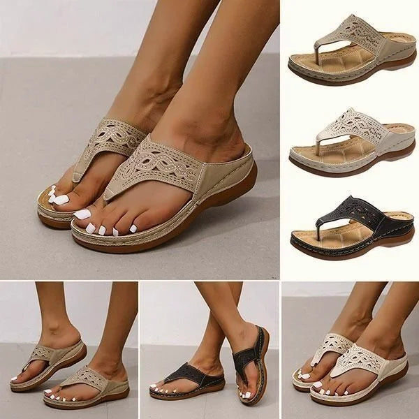 "Women's lightweight flip flops with arch support, in stylish design, ideal for comfort on beach days and casual strolls."