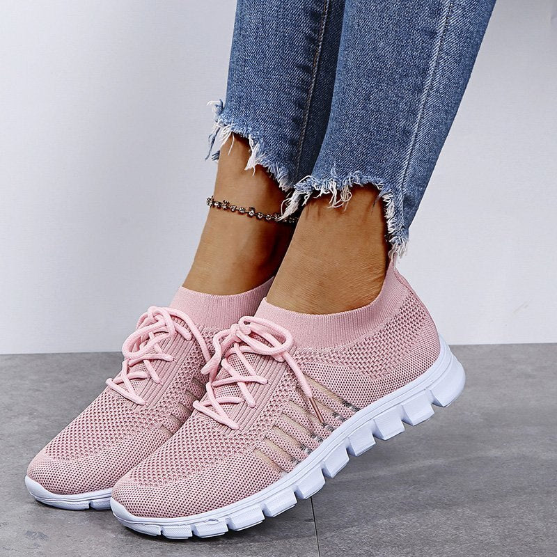 Women's lightweight walking sneakers with breathable mesh, cushioned sole, slip-resistant, ideal for comfort and style.