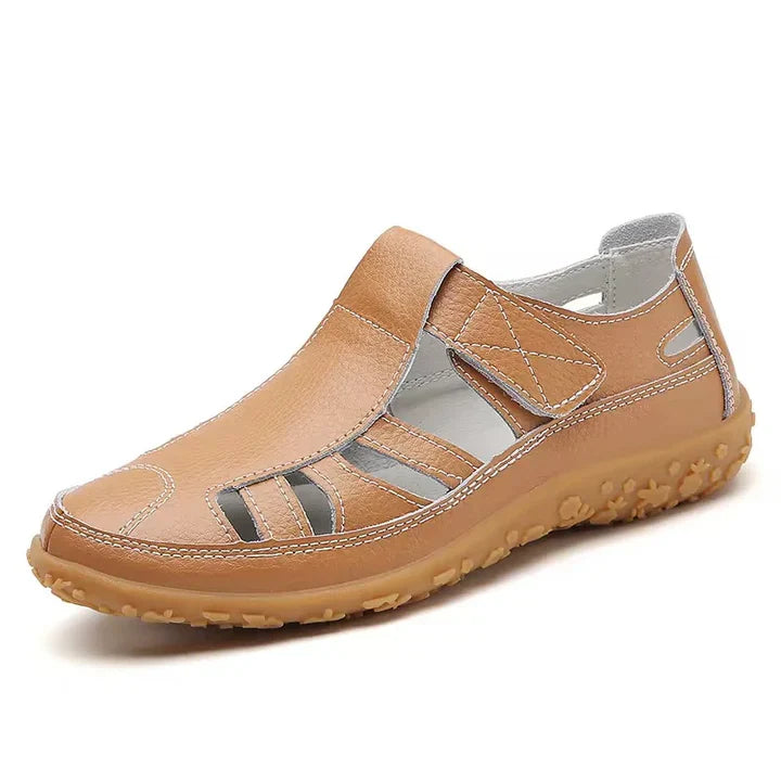 Women's orthopedic anti-slip sandals with adjustable straps in black, offering superior arch support and breathable design.