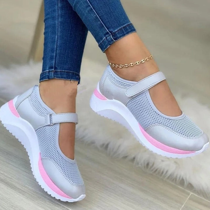 "Women's orthopedic shoes, breathable mesh, durable rubber sole, versatile design, comfort and style, support foot health"