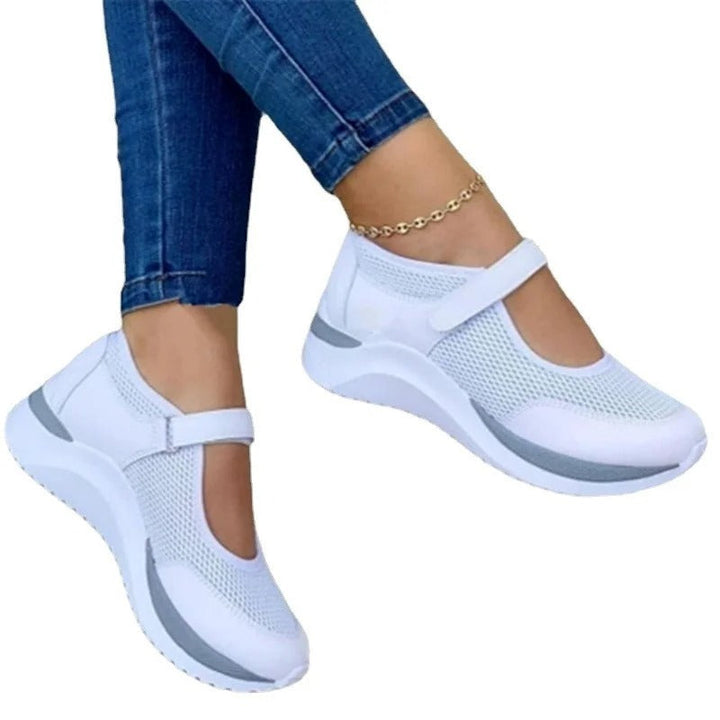 "Women's orthopedic shoes, breathable mesh, durable rubber sole, versatile design, comfort and style, support foot health"