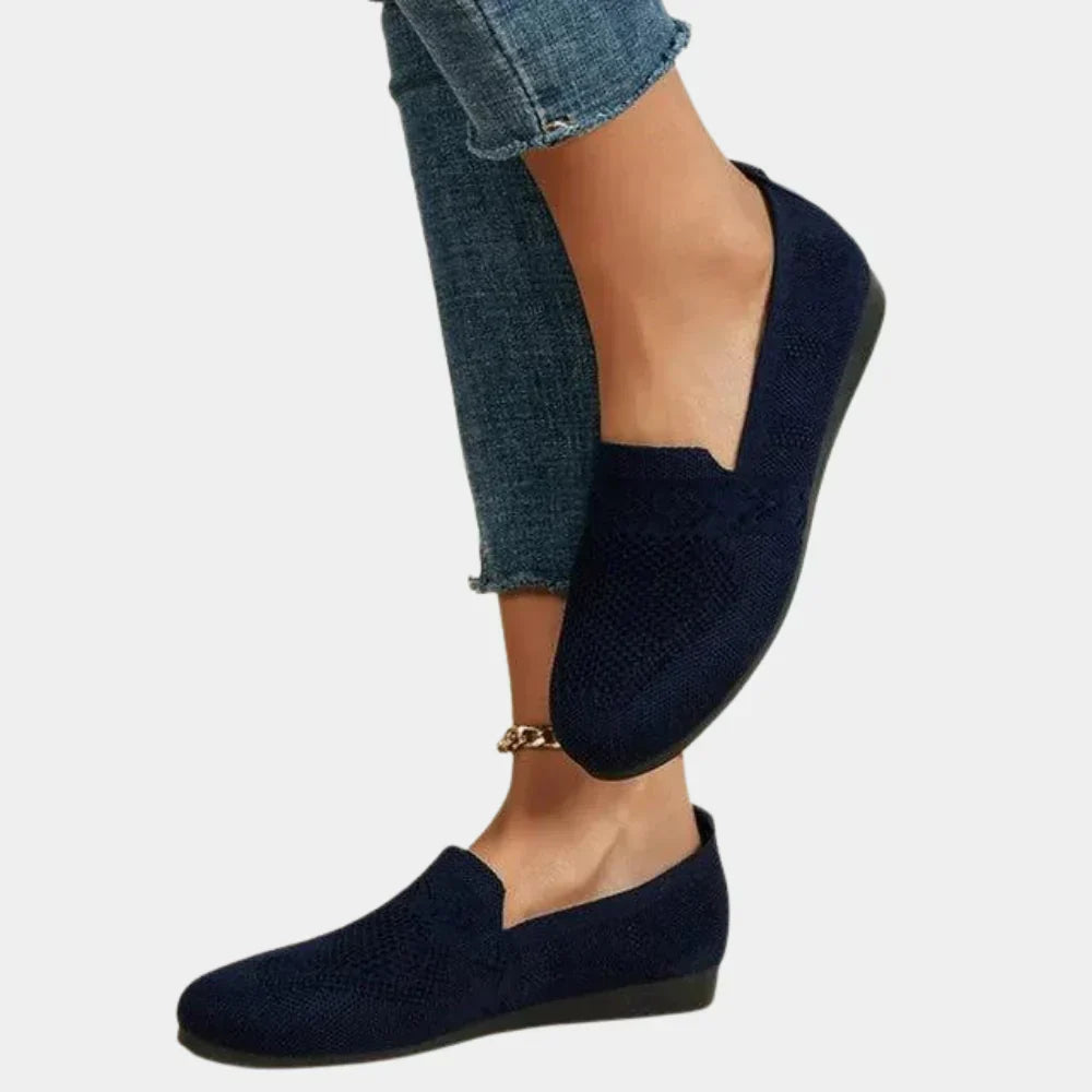 Women's orthopedic shoes in blue, ergonomic design, anti-slip sole, breathable material, stylish support for comfort.