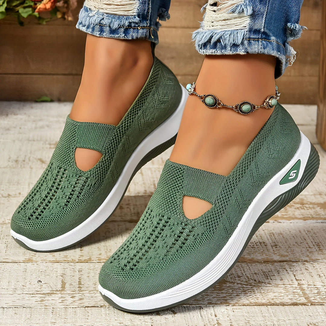 "Women's Orthopedic Slip-On Comfort Shoes, black color, ergonomic design, stylish, versatile for casual or business wear."