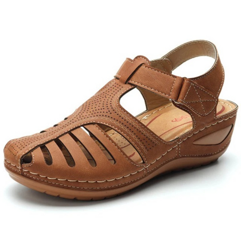 Women's Roman-Style Orthopedic Sandals, blue, ergonomic fit, PU leather, anti-slip sole, Velcro straps, lightweight design.