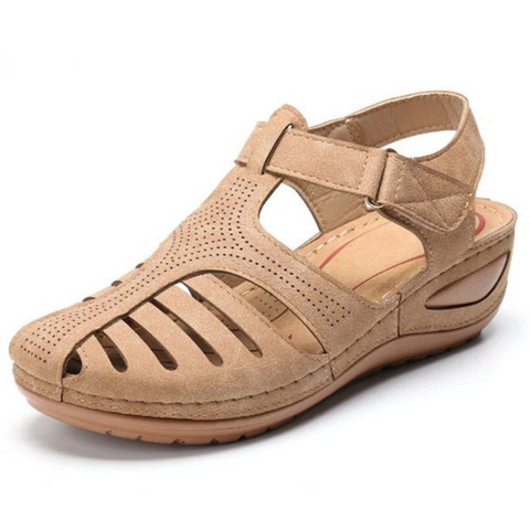 Women's Roman-Style Orthopedic Sandals, blue, ergonomic fit, PU leather, anti-slip sole, Velcro straps, lightweight design.