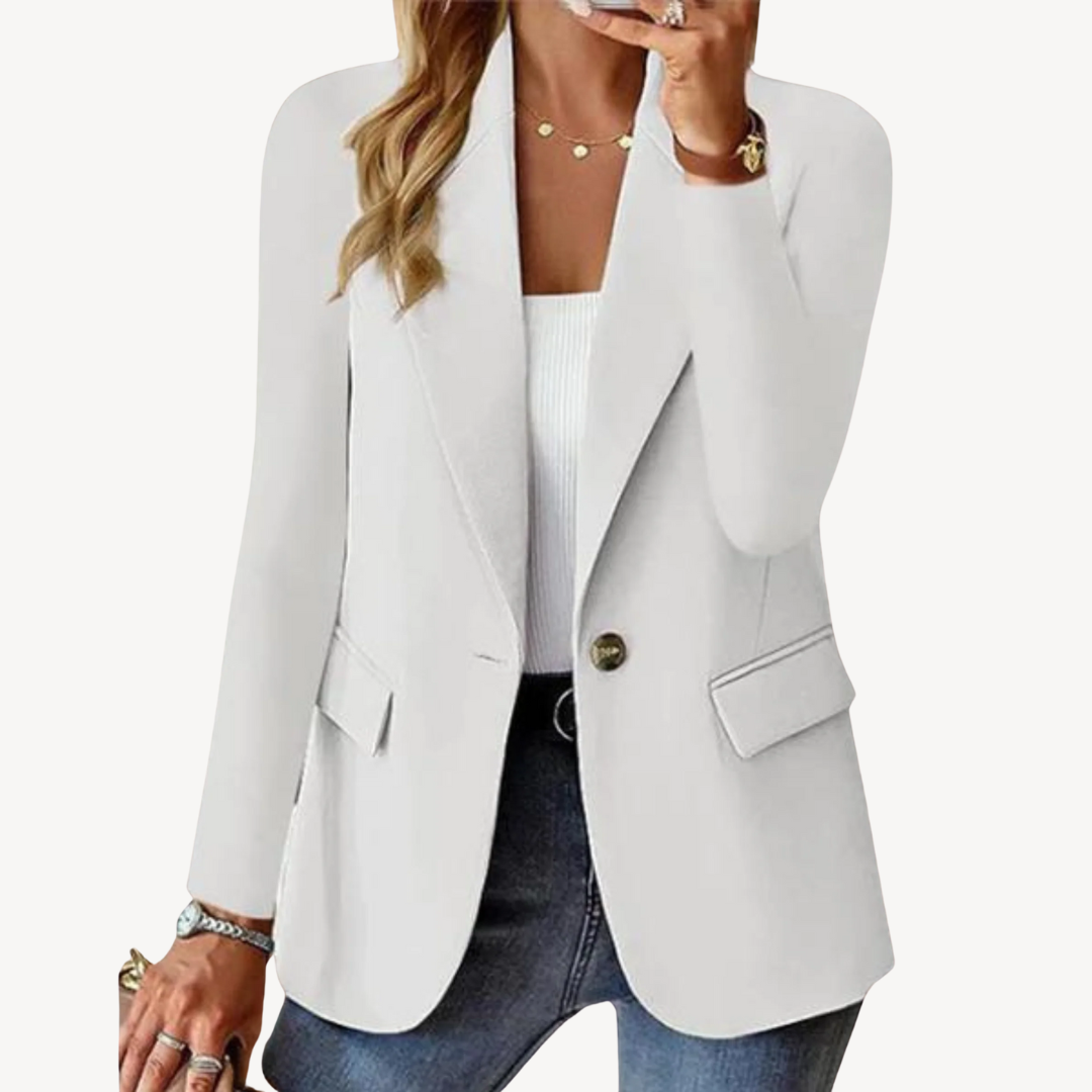 "Women's single button tailored blazer, sleek design, available in versatile colors, chic and elegant for office or events."