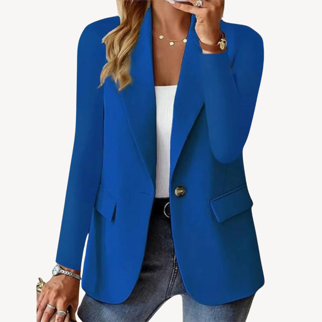 "Women's single button tailored blazer, sleek design, available in versatile colors, chic and elegant for office or events."