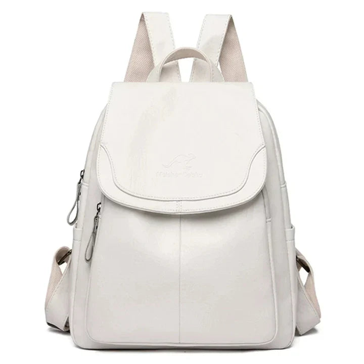 "Women's stylish durable leather backpack with adjustable straps, spacious interior, ideal for office, campus, or weekend use