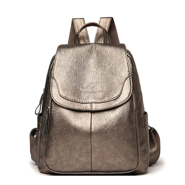"Women's stylish durable leather backpack with adjustable straps, spacious interior, ideal for office, campus, or weekend use