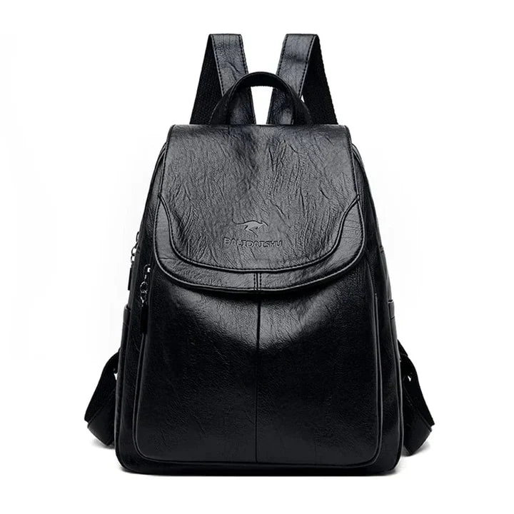 "Women's stylish durable leather backpack with adjustable straps, spacious interior, ideal for office, campus, or weekend use
