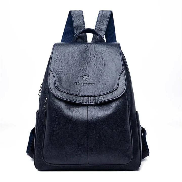 "Women's stylish durable leather backpack with adjustable straps, spacious interior, ideal for office, campus, or weekend use