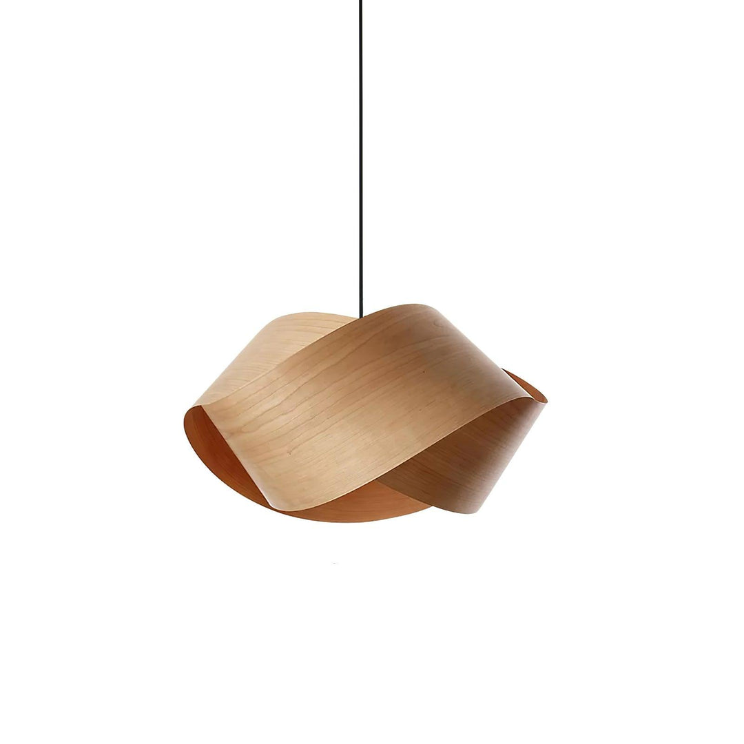 "Wood & Metal Link Pendant Light with natural wood grain and sleek metal finish, perfect for modern interiors and ambient glo