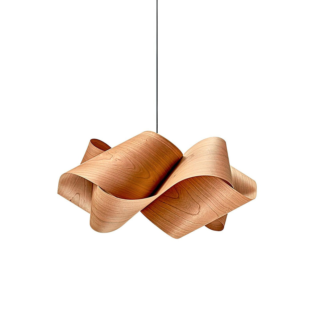 "Wood & Metal Link Pendant Light with natural wood grain and sleek metal finish, perfect for modern interiors and ambient glo